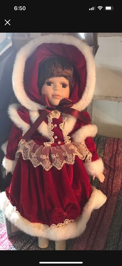 Collections Treasures Porcelain Angelina Christmas Doll.