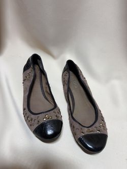ALDO Black Leather/Brown Suede Casual Ballet Flats Sz 39/8.5