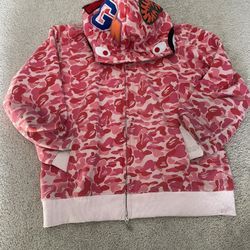 PINK SHARK CAMO BAPE HOODIE