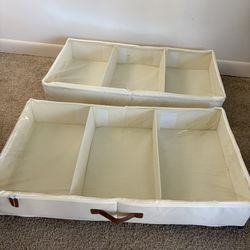 2 Pack Under Bed Storage Containers with Adjustable Dividers & Clear Lid And Wheels