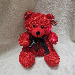 Valentine’s Teddy Bear – 12" Plush – Red Roses – Musical “You Are My Sunshine” – New
