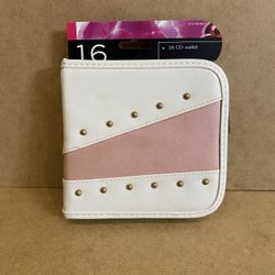 4 16 CD White Wallets Gold Zippered