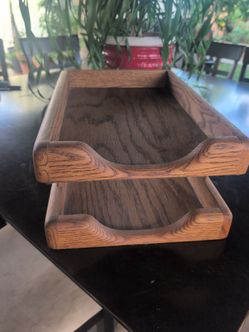 2-Tier Wooden Desktop Paper Tray