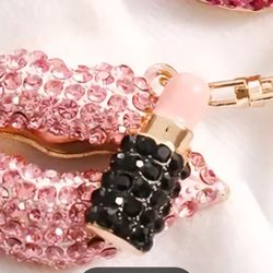 Pink Bling Lips Bag Charm/Keychain