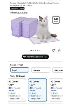 Cat pad refills for litter box fresh scent