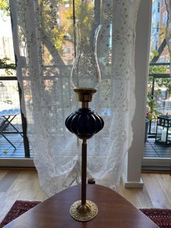 Vintage Style Brass Hurricane Lamps - Set of 2