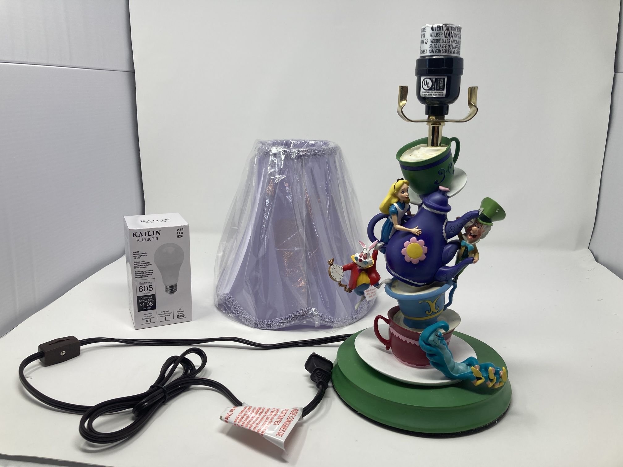 Bradford Exchange Disney's Alice in Wonderland Mad Hatter's Tea Party Lamp (damaged)