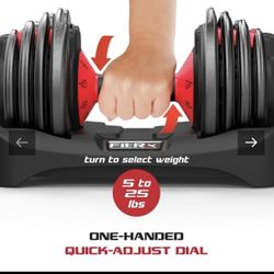  FitRx SmartBell, 25lbs. Quick-Select 9 in 1 Adjustable Dumbbell for Home Gym, 5-25lbs. Weight in 2.5lbs Increments