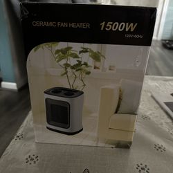 Portable Electric Space Heater, Ceramic Heater Fan with Thermostat, Tip-Over & Overheat Protection