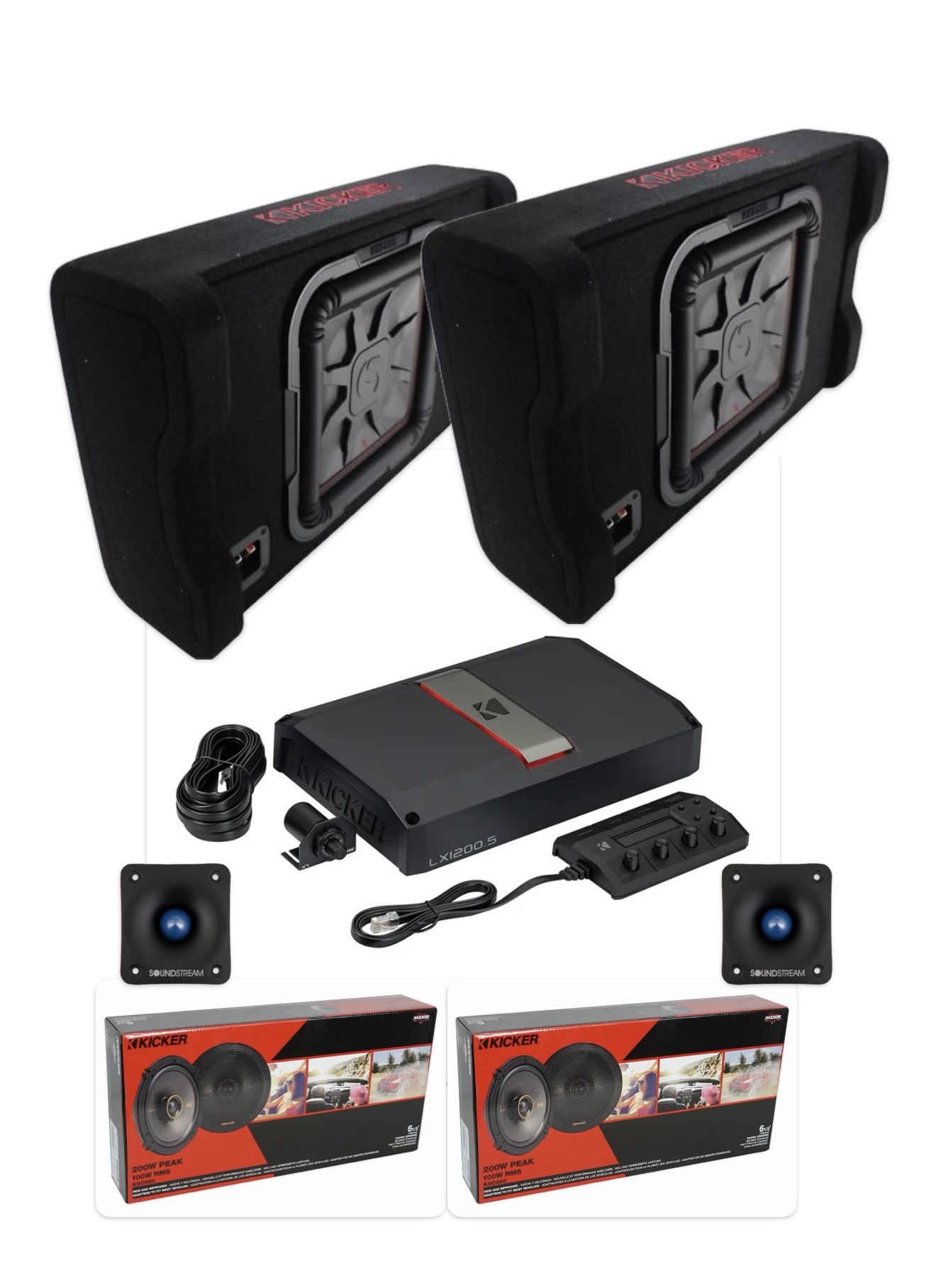 NEW FULL BASS AND VOICE PACKAGE KICKER AUDIO INSTALLED FIT SINGLE AND CREW CAB TRUCKS