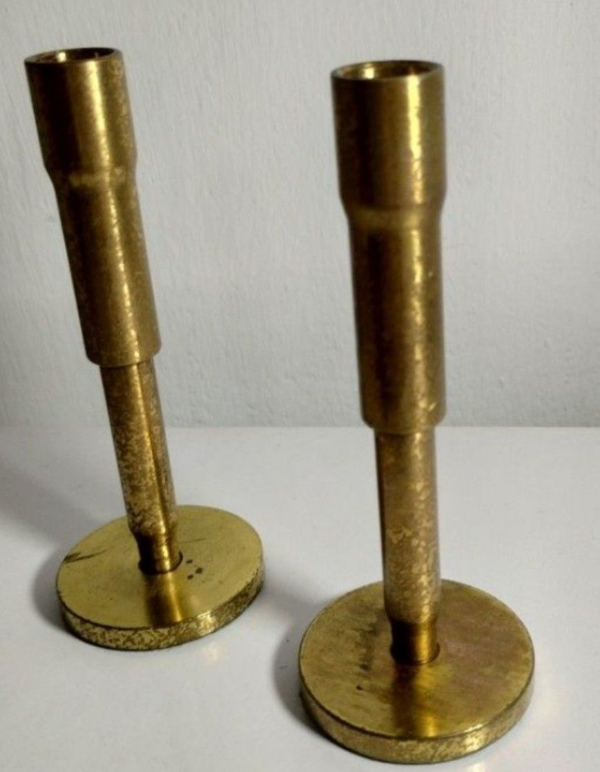 ANTIQUE - MC SOLID BRASS CANDLESTICK SET OF 2 - 5"