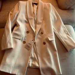 WOMEN’S WHITE BLAZER COAT SIZE L New W/ Tags