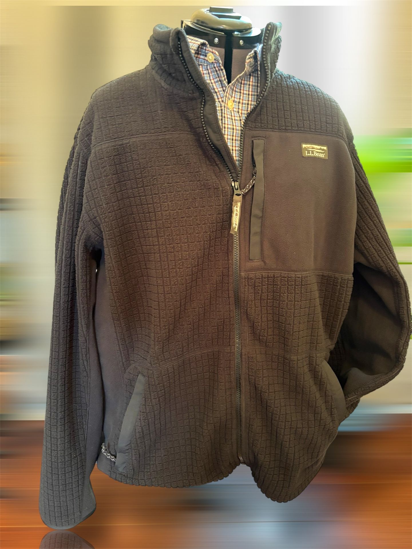 Men’s 3XL REG L.L Bean Black Textured Fleece Jacket