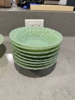 Fire King Jadeite Swirl Dessert Bowl Set Of 8 Anchor Hocking 
