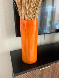 Tall Orange Glass Vase