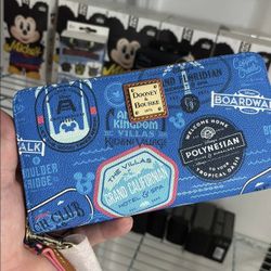 Dooney & Bourke Blue Disney Vacation Club Zip PVC Leather Wristlet Wallet - MSRP $168