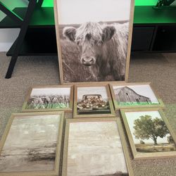 🌾 Farmhouse Wall Art Set – 7 Pieces – Neutral Rustic Decor