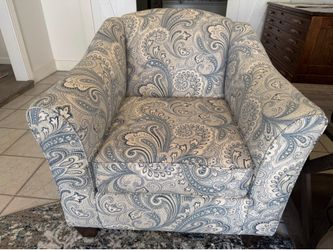 Blue and cream  paisley chair $95