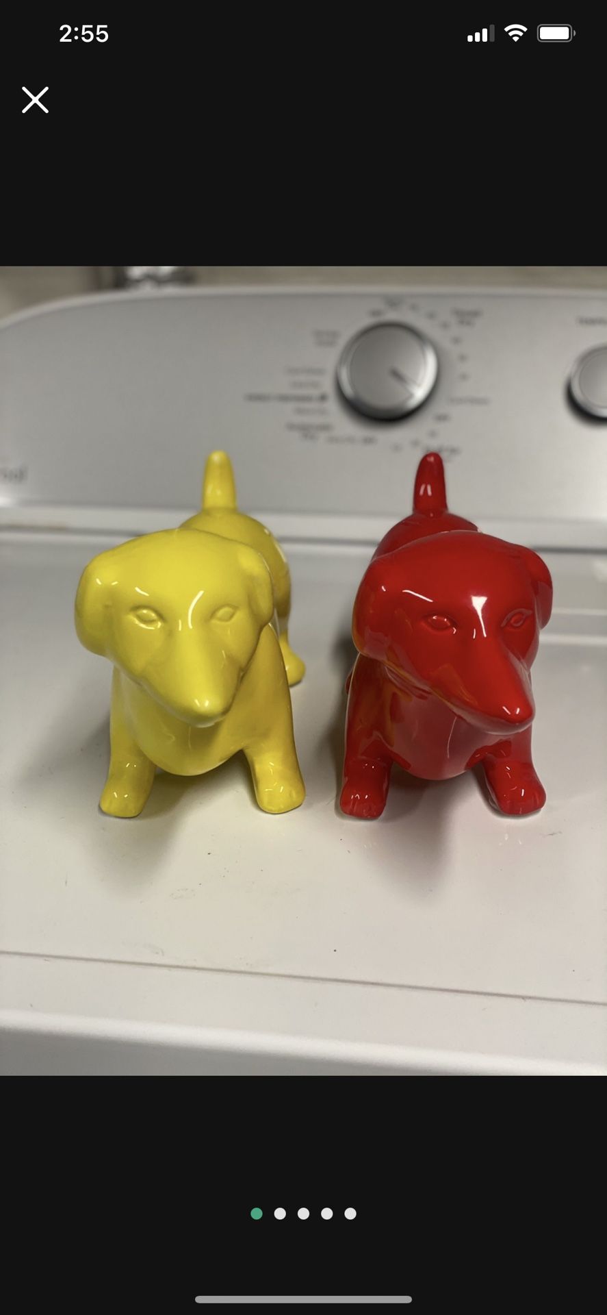 Ceramic Daschund Pair (Red & Yellow)