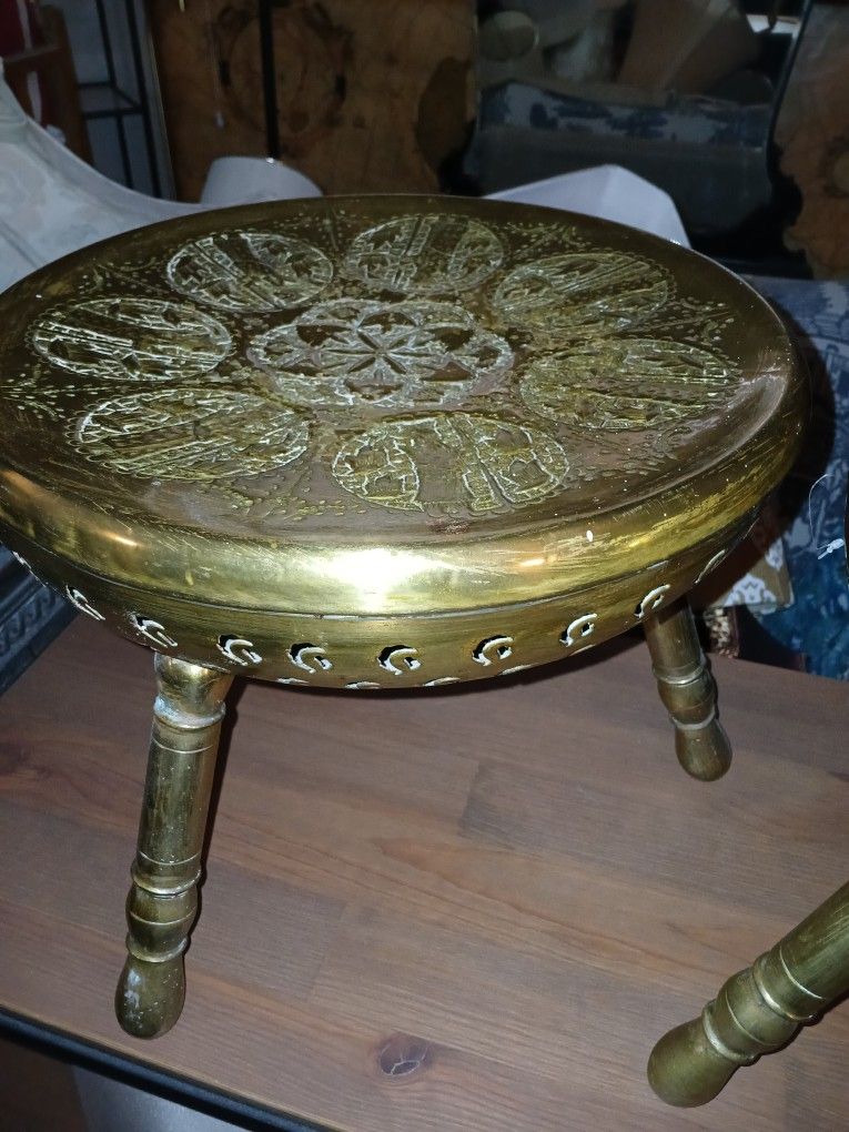 Persian 3 Legged Foot Warmer Brass Stool