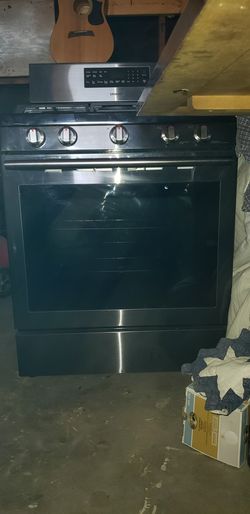 Samsung black stainless steel gas range oven 5 burner