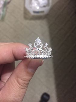 Silver Plated Zircon Crown Ring