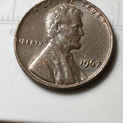1967 Penny Error L Close To Ring Double Liberty