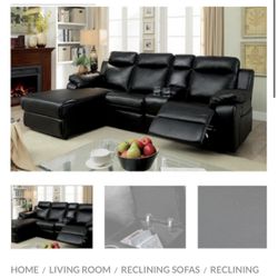 Black Sectional Sofa With Recliner
