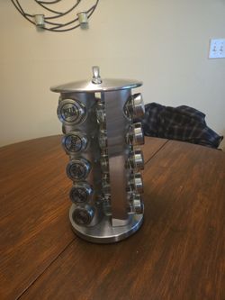 Rotating Stainless Steel Spice Rack with Jars