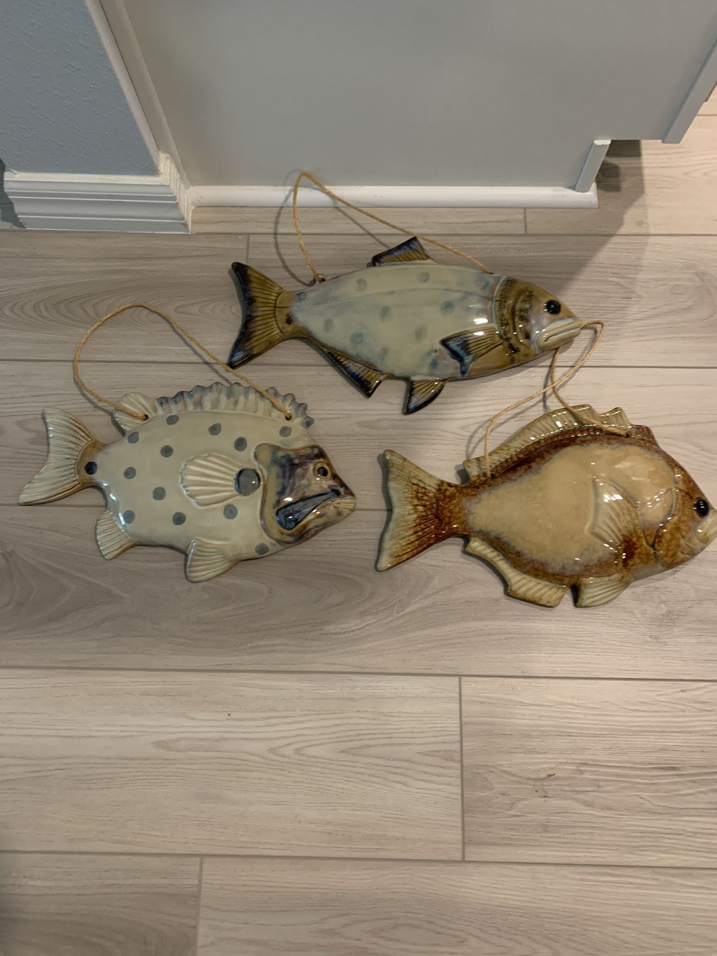 3 ceramic Hanging  fishes