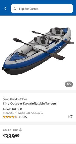 Kino Outdoor Kalua Inflatable Tandem Kayak Bundle