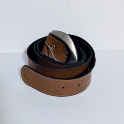 Belt Brown Leather Belt Silver Buckle 41" Length 1.5" Width 5 Buckle Holes