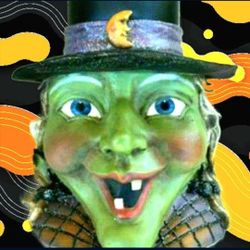 Awesome Halloween Grinning Witch Candleholder Centerpiece Rare Piece!