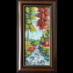 Framed & Signed Oil Painting of South American Landscape