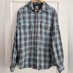 Columbia Titanium Men's Large Blue Plaid Shirt 69724 