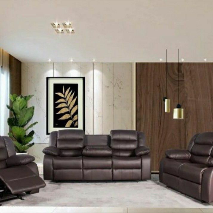 🤔3 PC SET Brown Reclining Sofa, Loveseat, and Chair🎀