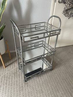 Adorable Mirrored Storage Vanity Cart Arts And Crafts, Makeup, Bedside Table