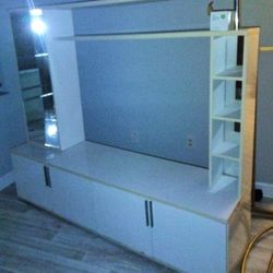 Modern Glass And Mirror Media Center w Storage