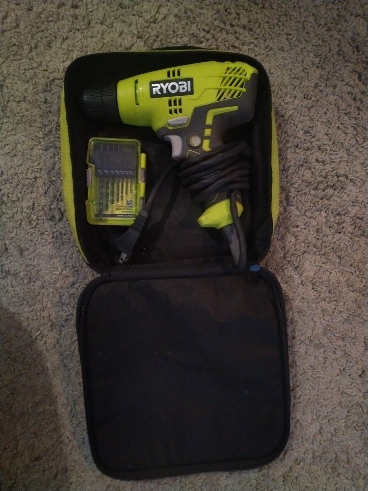 Corded Ryobi Drill and bits