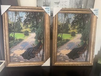 Framed Impressionist Park Scene Wall Art – Set of 2