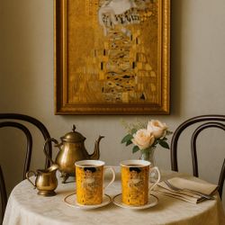 Leonardo Collection UK 2000s Klimt Adele Bloch-Bauer 2 Mugs Gift Set NIB, 3x4” 🎁