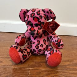 7.5” Plus Pink Leopard Print Teddy Bear From Galerie Au Chocolate
