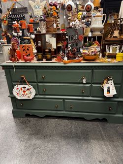 Newly Refinished Green Credenza