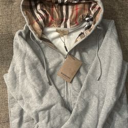 Burberry Cotton Blend Check Zip Up