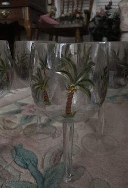 Plastic palm tree stem goblets