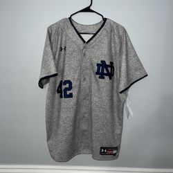 Under Armour Notre Dame Official Baseball Jersey Mens Large Gray NWT