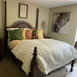 Queen 4 Poster Solid Wood And Leather Bed Frame