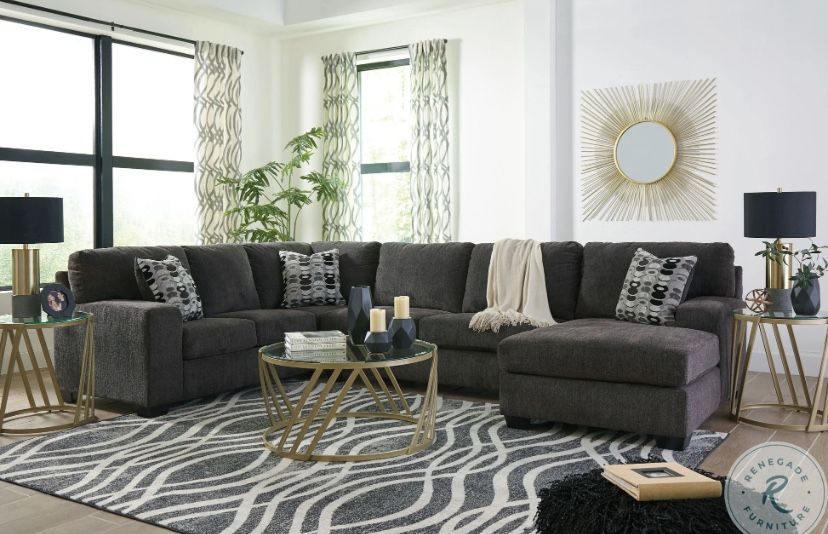 GRAY (charcoal) Sectional Sofa 3 piece wide shareable chaise (right or left available) 12x8 accent pillows optional ottoman