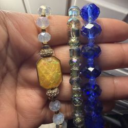Blue beaded bracelet