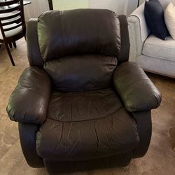 Brown leather recliner chair